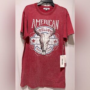 Mimi Chica Red Graphic T-Shirt Dress - size XL